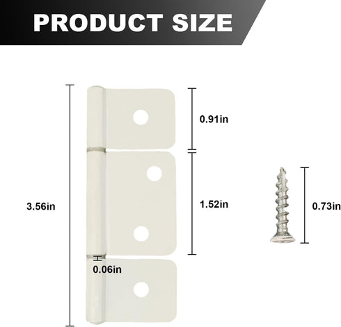 6 Pack White Non-Mortised Hinge for Mobile Home & RV Interior with Screws