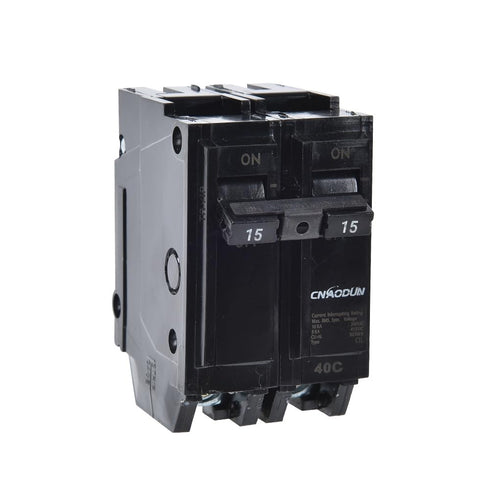 15 Amp CNAODUN 2 Pole Circuit Breaker 120/240VAC 10KA Plug-in Mount