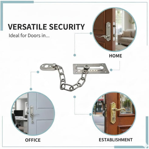 Gadgetime USA Satin Nickel Door Chain Guard Heavy-Duty Solid Brass Lock for Home, Apartment & Office Security, Extra