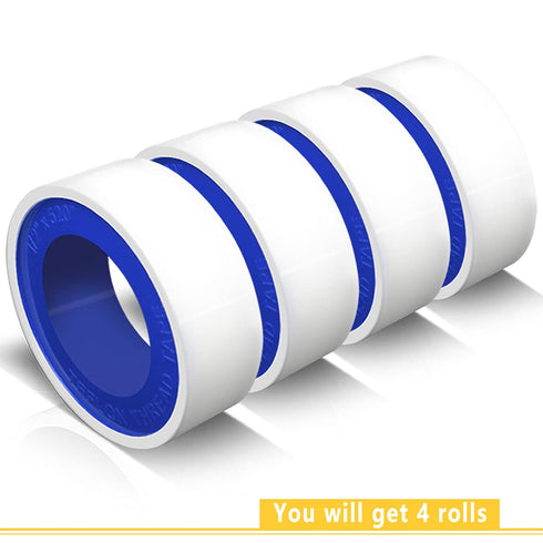 4 Rolls Teflon Plumbers Tape, 1/2 Inch(W) X 520 Inches(L), Pipe Sealing & Plumbing Thread Tape, PTFE Water Sealant for