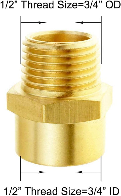 Joywayus 1/2" NPT Thread Female × 1/2" G Thread Male Brass Pipe Fitting Adapter