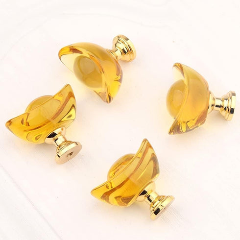 VIGANI knobs,4Pcs Cute Drawer Pulls,Cabinet Door Cupboard Crystal Glass Cabinet Knobs,Pull Handle with Screw,Drawer