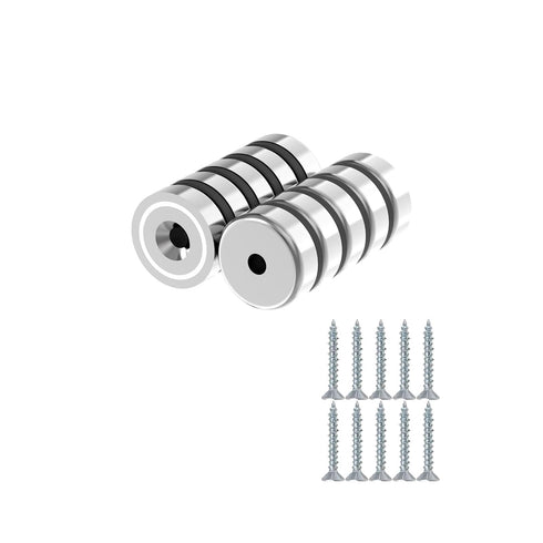 90LBS N52 Neodymium Cup Magnets with Countersunk Hole, 1.00" Diameter - 10