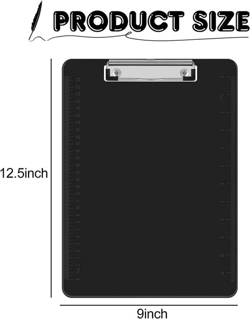 HERKKA 25 Pack Plastic Clipboards, Black Color Low Profile Clipboards for Office, A4 Letter Size