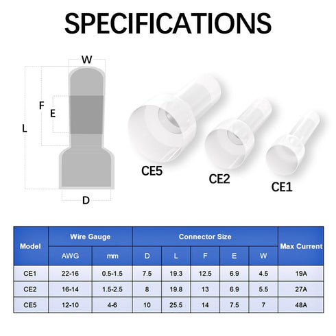 GAOHUI 580 Pcs Closed End Crimp Connectors, 22-16/16-14/12-10 AWG Gauge Wire Cap Terminal Connectors, Nylon Wire Connector Kit, Insulated 3-Values Wire Ends Crimp Caps
