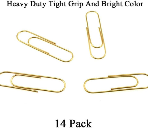 HAHIYO Paperclips, 4 inch (100mm) Extra Large, Sturdy Bright Gold Vinyl Coated for Organizing Home Office