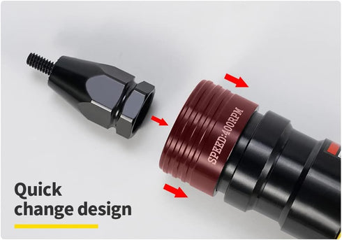 Pneumatic 10-24 Self-Locking Rivet Nut Gun Head with 5pcs Replacement Mandrels for Rivet Nut Tool