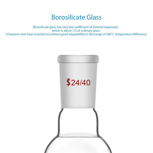 StonyLab 50ml Short Neck Round Bottom Flask, Borosilicate Glass Heavy Wall RBF with 24/40 Taper Outer Joint
