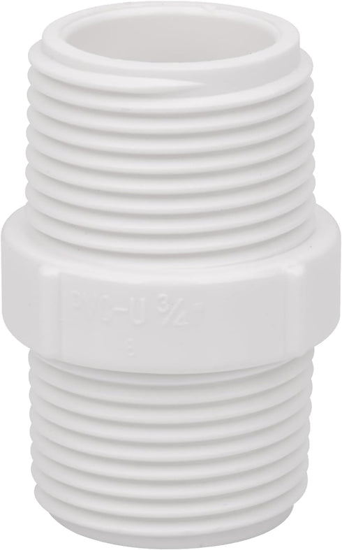 20 Pack 3/4 Inch PVC Nipple Male Thread Coupling Adapter for Plumbing Pipe Fitting