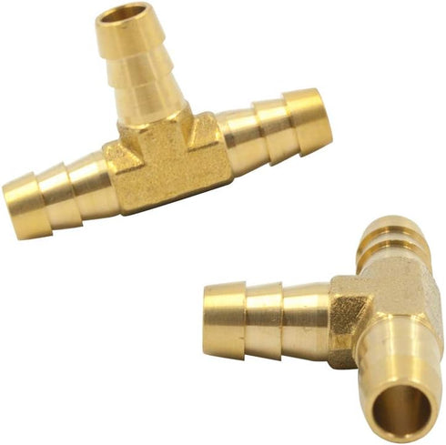 Legines Barb Tee: 1/4" x 1/4" x 1/4" Hose Barbed T Fitting, Brass 3 Way Union, 2 pcs