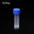 PATIKIL 15 Pack 5mL Plastic Test Tubes, Clear Frozen Container Storage with Blue Screw Cap for Lab