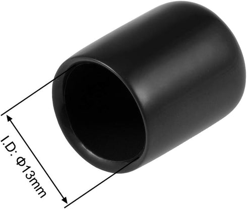 uxcell 100pcs Rubber End Caps 13mm (1/2 inch) ID Vinyl Round Tube Bolt Cap Cover, Black
