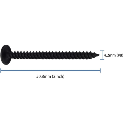 70pcs #8 × 2” Modified Truss Head Wood Screws, Phillips Drive, Black Screws with Screwdriver Bit