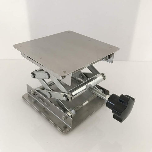4" x 4" Stainless Steel Lab Jack Scissor Stand, Expandable Lift Height 50mm-145mm, 10kg Support