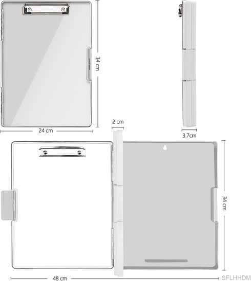 Clipboard with Storage, Heavy Duty Clip Boards 8.5x11 with 2 Storage Cases, Clear Top Panel Clipboards