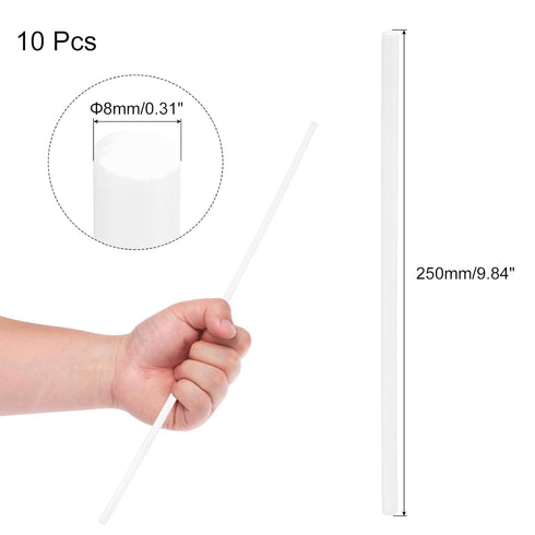 uxcell 10 Pcs White Plastic Rods, 8 x 250mm ABS Styrene Round Stick for DIY Toys Building and Model Making