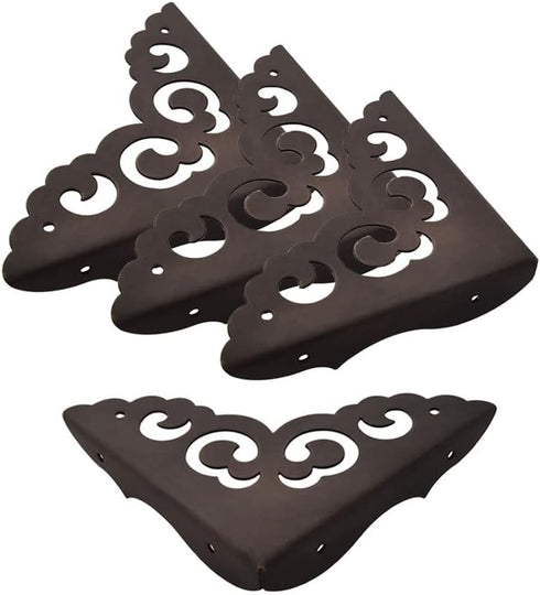Corner Protector Edge 4 Pcs - Antique Metal Decorative Box Bumpers for Cabinet, Jewelry, and Furniture Hardware
