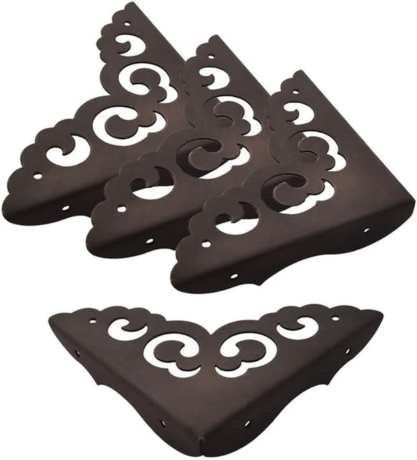Corner Protector Edge 4 Pcs - Antique Metal Decorative Box Bumpers for Cabinet, Jewelry, and Furniture Hardware