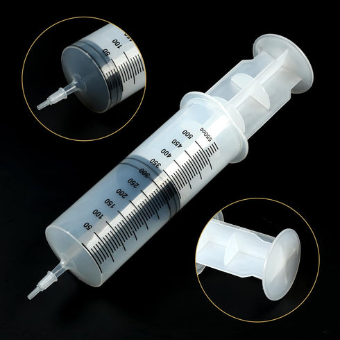 2 Pack 550ml Syringes with 55.1 Inch Tube and Needle 8G 1.5”, Sterile Syringe Individually Packaged for Labs, Liquid Measuring, Feeding Pets,Oil, Glue