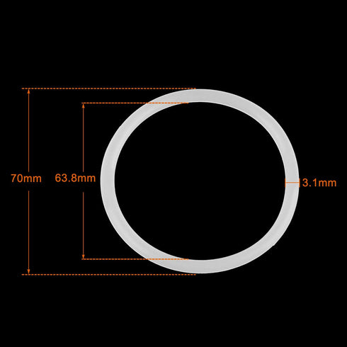 X AUTOHAUX Silicone O-Rings, 70mm OD 63.8mm ID 3.1mm Width VMQ Seal Gasket for Compressor Valves Pipe Repair, White, Pack of 10