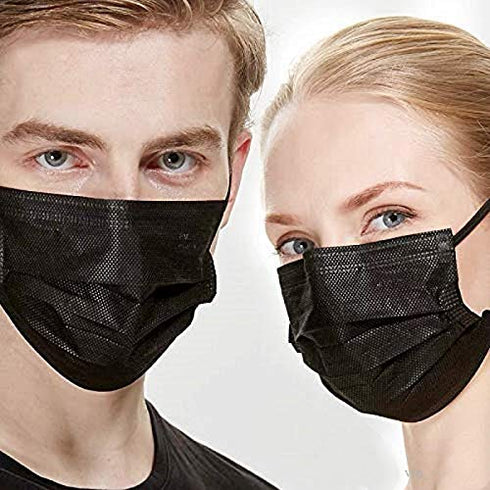 100PCS 3 NNPCBT Ply Black Disposable Face Mask Filter Protection Face Masks