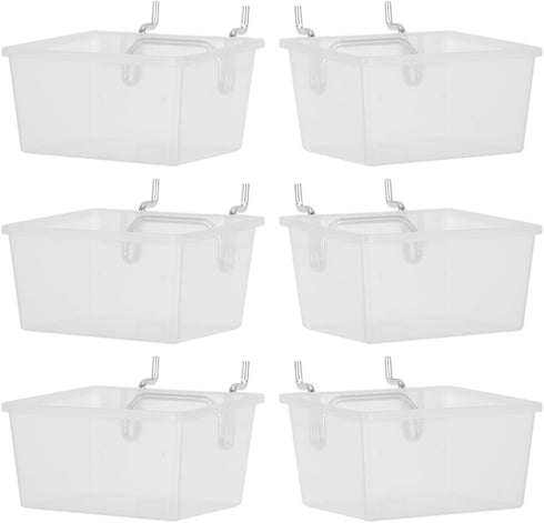 POPETPOP Pegboard Bins Kit with Hooks 6Pcs Clear Plastic Storage Organizer Bins