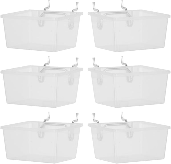 POPETPOP Pegboard Bins Kit with Hooks 6Pcs Clear Plastic Storage Organizer Bins