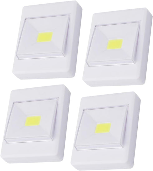 Mipcase 4pcs Cob Battery Operated LED Cabinet Lights, Emergency White Wall-Mounted Under