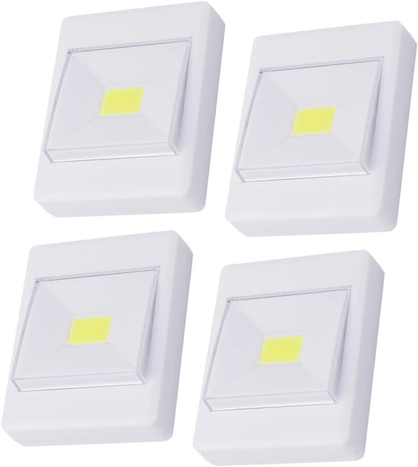 Mipcase 4pcs Cob Battery Operated LED Cabinet Lights, Emergency White Wall-Mounted Under