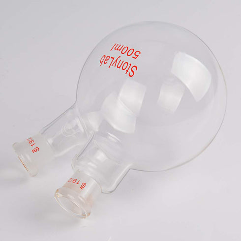 StonyLab Glass 500ml Heavy Wall Round Bottom Flask RBF, 19/22 Center and Side Standard Taper Outer Joint