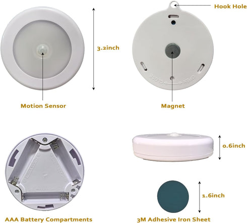 3P) Motion Sensor Night Light, Portable LED Light, Cordless Lamp, Battery Operated Wall Sconces for Corridor, Stairs