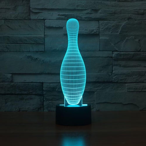 BVAZTVP 3D Light,7 Bowling LED Table Desk Lamp,Optical Illusion Night Colors Change with USB Charge Touch Control