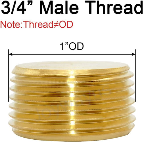Joywayus Pack of 5 Brass Hex Counter Sunk Plug 3/4" NPT Male Pipe Fitting Set for Closing Pipe End
