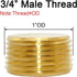 Joywayus Pack of 5 Brass Hex Counter Sunk Plug 3/4" NPT Male Pipe Fitting Set for Closing Pipe End