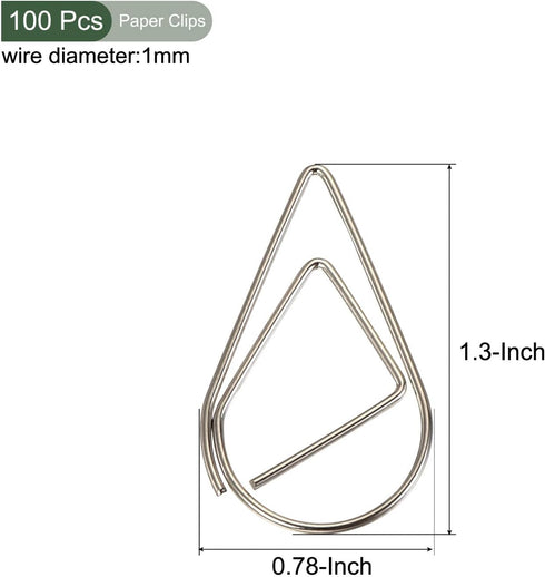 YOKIVE 100 Pcs Paper Clip, Drop-Shaped | Keep Desk Neat, Great Art, Home, Daily Use (Silver, 1.3-Inch)