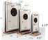 Rikyo A5 6 Pages-12 (6x8") Walnut Wood Sign Holder Vertical Table Card Flip Display Sides,T Double Sided Flyer Display