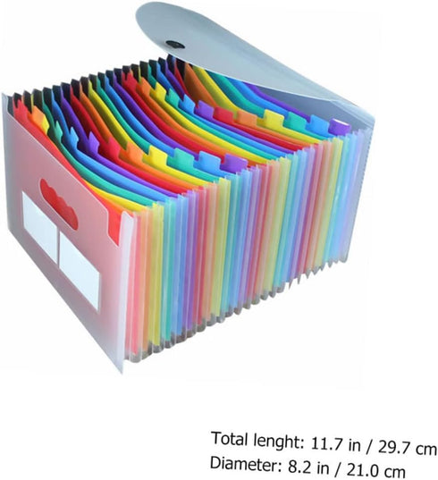 Pockets Expanding File Folder Organizer, Rainbow Multi Letter Size Accordion Document Holder for Home, Office, School