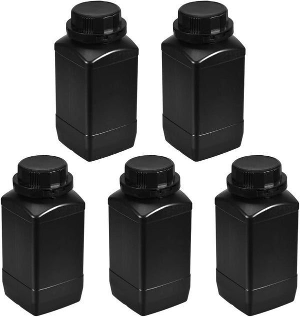 uxcell Plastic Lab Chemical Reagent Bottle, 1000ml/34oz Wide Mouth Sample Sealing Liquid/Solid Storage Bottles, Black