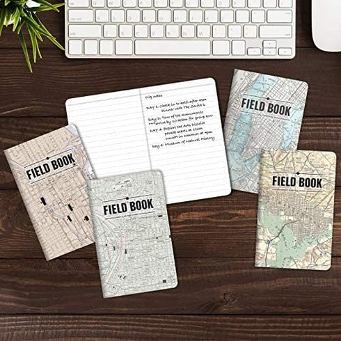 Field Notebook - Antique Map Patterns, Lined Memo Book (3.5"x5.5") - ELAN-FN-003L