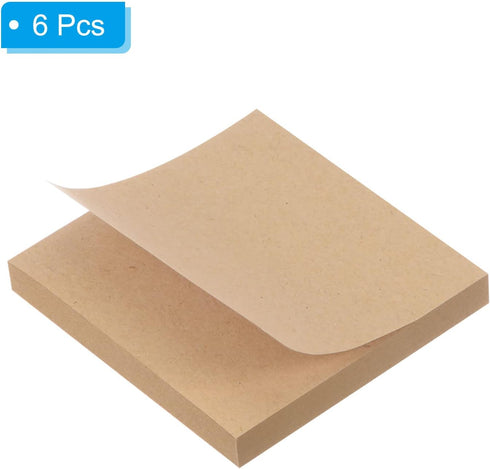 PATIKIL Blank Sticky Notes, 3 x 3 Inch, 6 Pads/Pack, 480 Sheets, Self-Stick Note Pads for Home Office Business, Brown