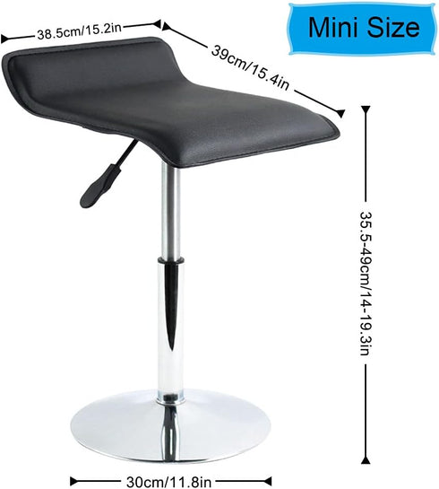 FURWOO Counter Short Square PU Leather Office Chair Height Adjustable Mini Stool for SPA Salon Stool Small Black