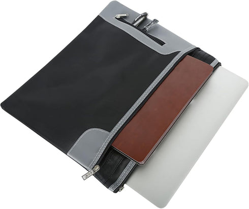 Portable Business Briefcase Zippered Bag, Waterproof A4 File Folder Bag, Carrying Case Handbag File Storage Organizer