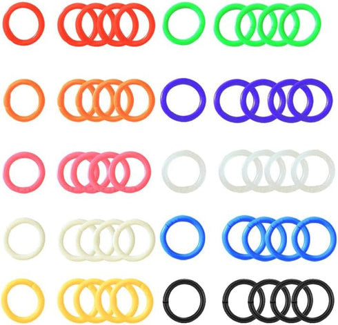 GOUBIANCEN 50 Pcs Loose Leaf Binder Rings,0.78 Inch Plastic Rings, Colorful Loose Leaf