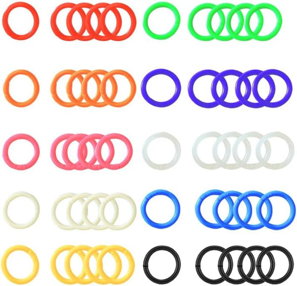 GOUBIANCEN 50 Pcs Loose Leaf Binder Rings,0.78 Inch Plastic Rings, Colorful Loose Leaf
