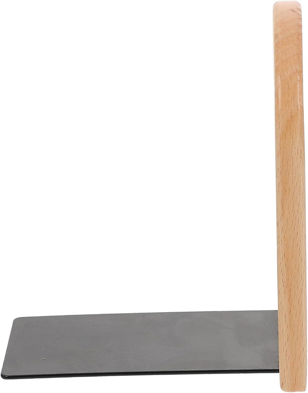 Ipetboom Simple Wooden Bookends Thick Beech Wood Book Organizer for Desk Shelf Neat
