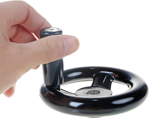 YXQ 3.94'' Hand Wheel Black with Revolving Handle, 3 Spoked Round Handwheel for Milling Machine, 12mm Hole