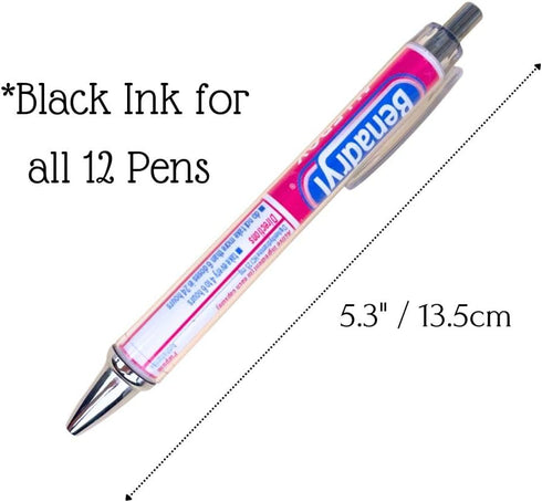 YJ PREMIUMS 12 PC Pharmacy Pens for Nurse & Pharmacist | Funny Drug Nursing Week Pharmacy Tech Technician Gifts for Women Needle Vaccine Syringe Pill Medicine Pen Supplies Accessories Bulk by YJ PREMIUMS