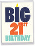 NobleWorks Jumbo 21st Birthday Card, 8.5 x 11 Inch Milestone Notecard with Envelope