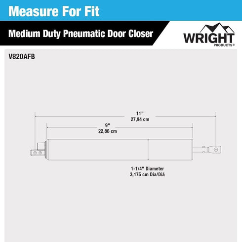 Wright Products Pneumatic Storm Door Closer, Adjustable, Smooth-Closing with Hold-Open Washer, Bronze