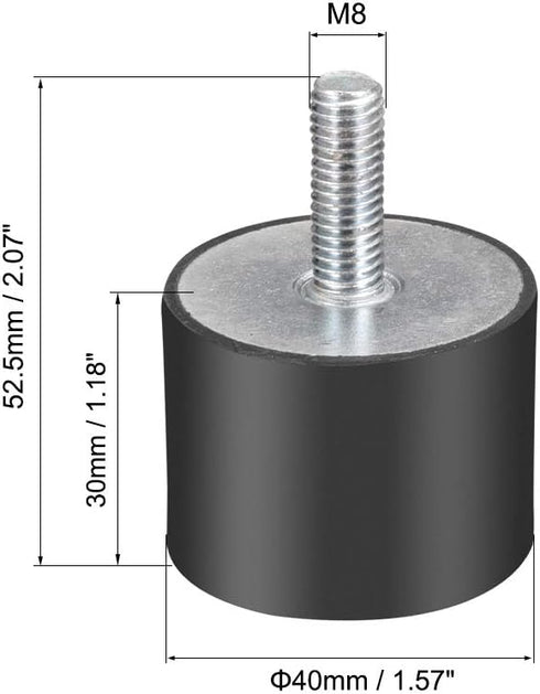 uxcell M8 Thread Rubber Mounts,Vibration Isolators,Cylindrical Shock Absorber with Studs 40mm x 30mm